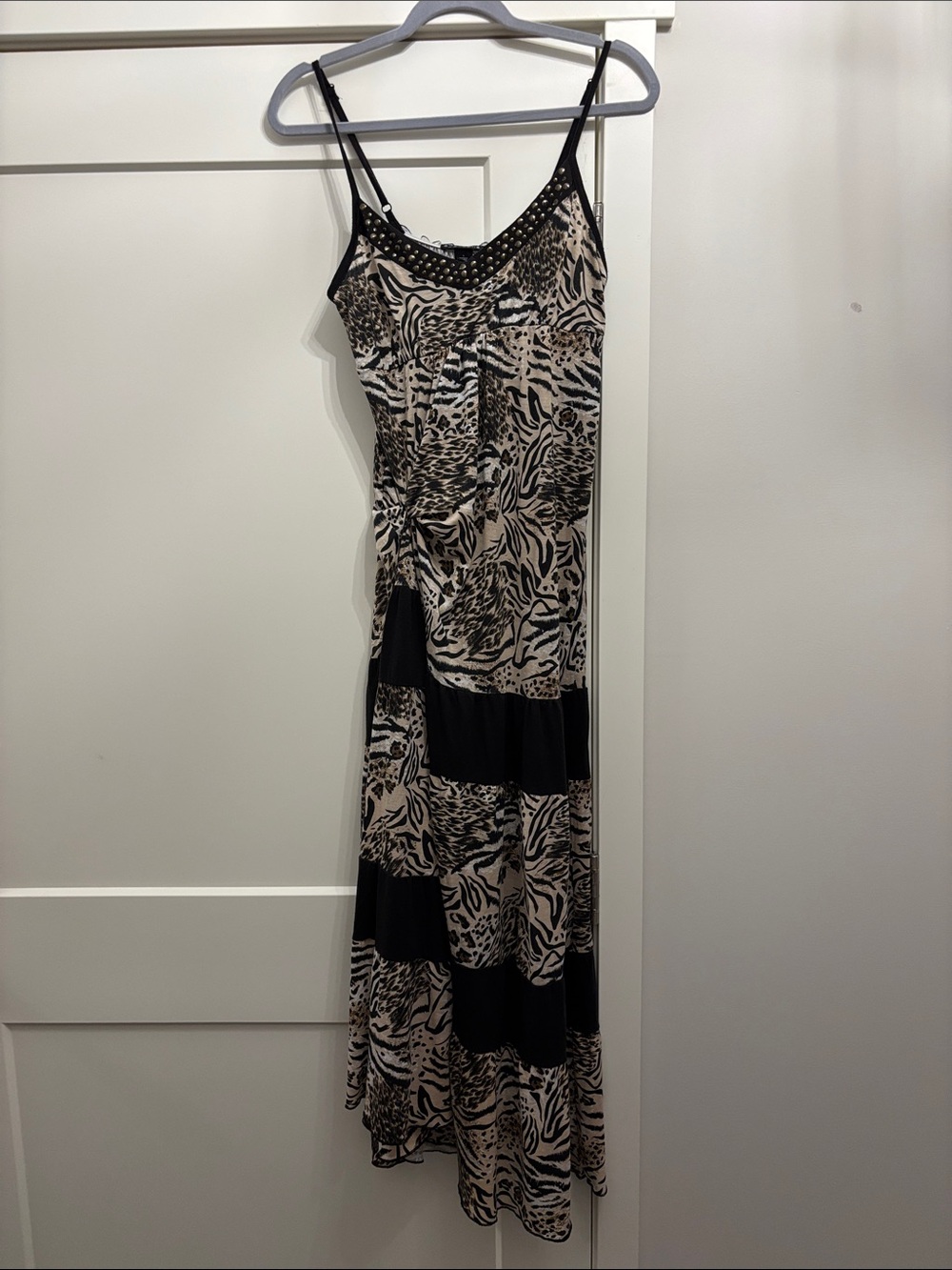 eye candy Black and Cream Spaghetti-Strap Maxi Dress